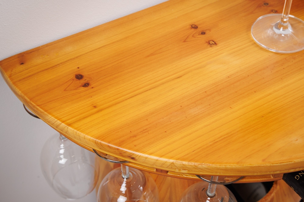 Massives Weinregal BODEGA 84cm natur Pinienholz Weinfass Barschrank für 14 Flaschen
