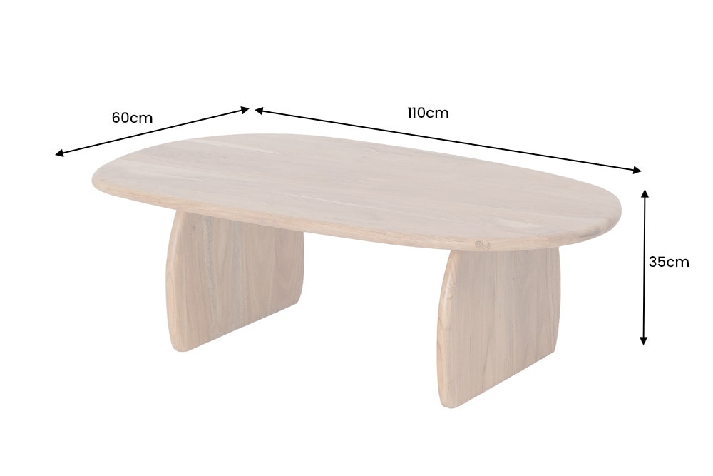 Design Couchtisch SCULPTURA 110cm natur Akazienholz organische Form