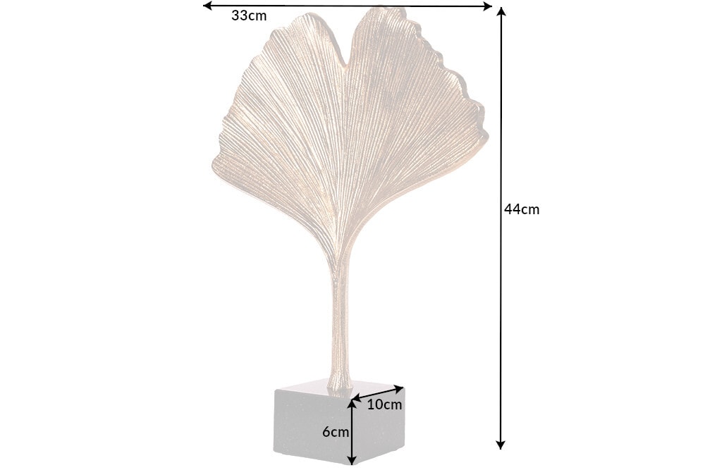 Dekorative Skulptur GINKGO LEAF 44cm gold handmade Metall mit Marmorsockel