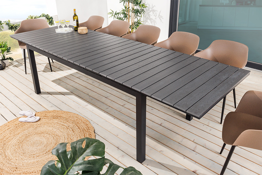 Ausziehbarer Gartentisch DESIGNO 200-250-300cm grau Aluminium In- und Outdoor Esstisch