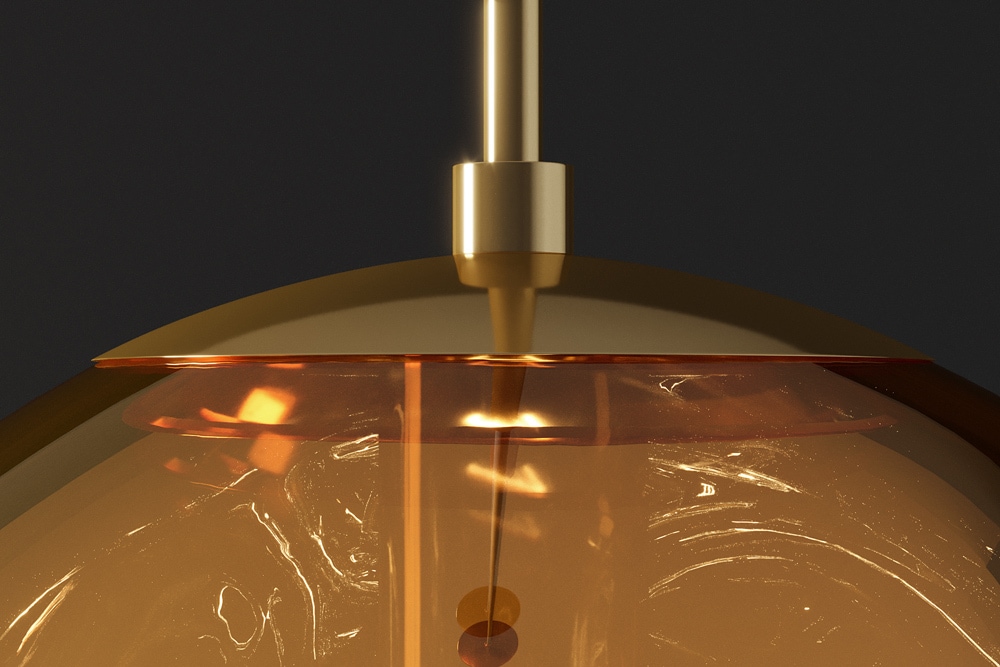 Runde Hängelampe LIQUID DIAMOND 20cm gold Glas Stahl Kugelleuchte