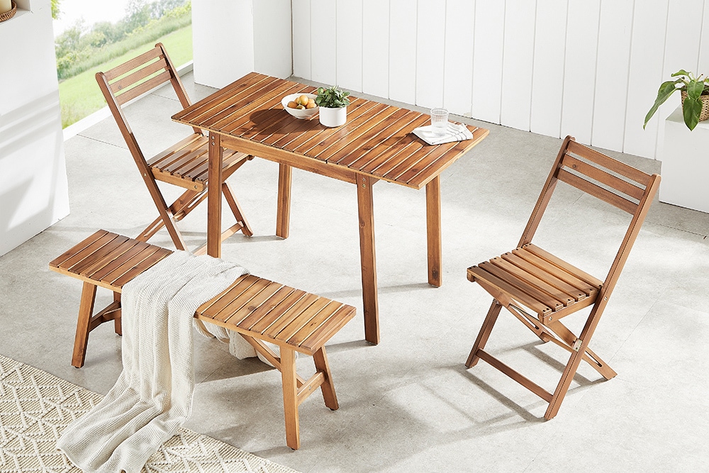 Outdoor Balkon Stuhl BALI natur honey Akazienholz klappbar wetterfest Gartenstuhl