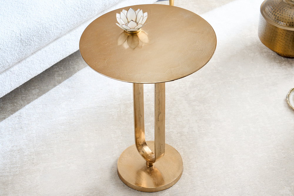 Runder Beistelltisch ELEGANCE 60cm gold Metall Aluminium handmade