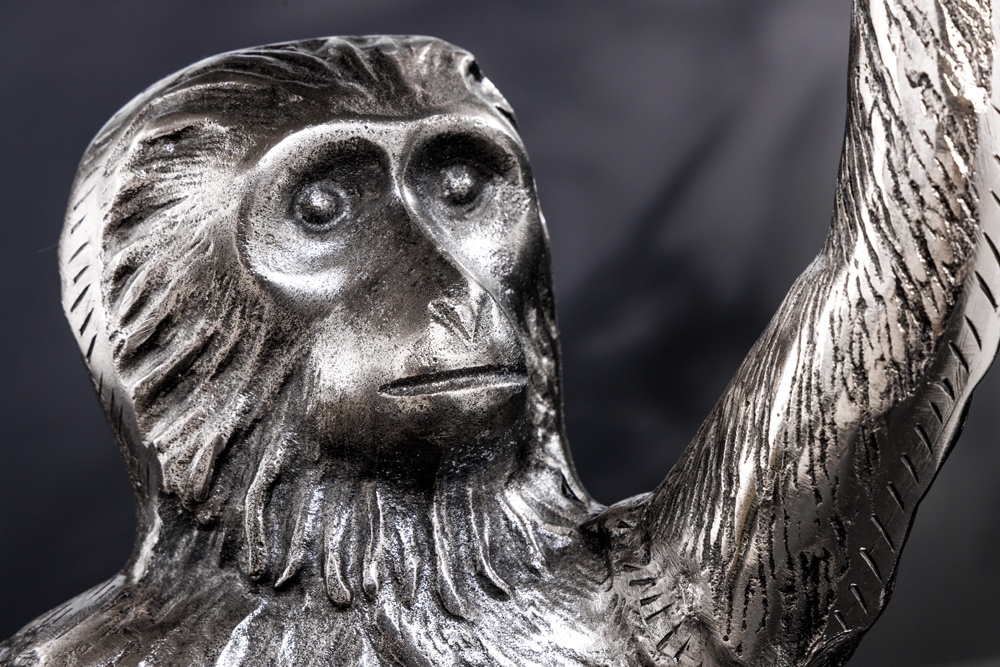Design Beistelltisch WILDLIFE MONKEY 60cm silber Metall handmade