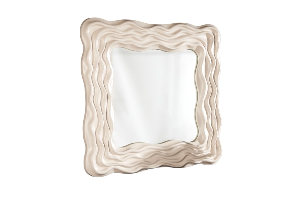 Moderner Wandspiegel WAVE 90cm greige abstraktes Wellen-Design quadratisch » Jetzt kaufen