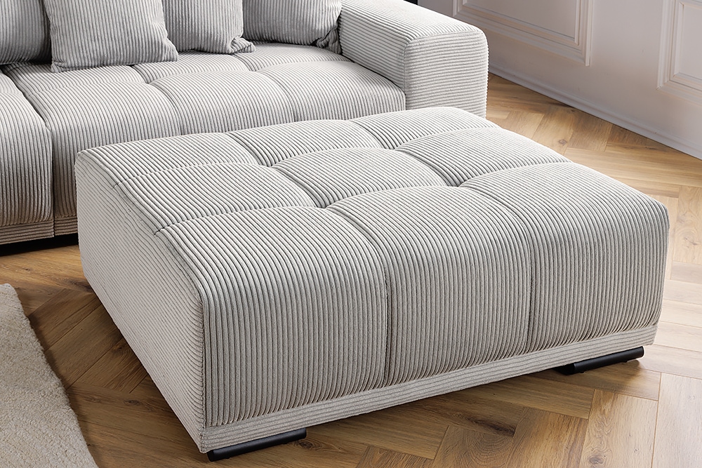 Moderner Hocker ELEGANCIA 110cm champagner beige Cord Fußhocker Sitzhocker Moderner Hocker ELEGANCIA 110cm champagner beige Cord Fußhocker Sitzhocker
