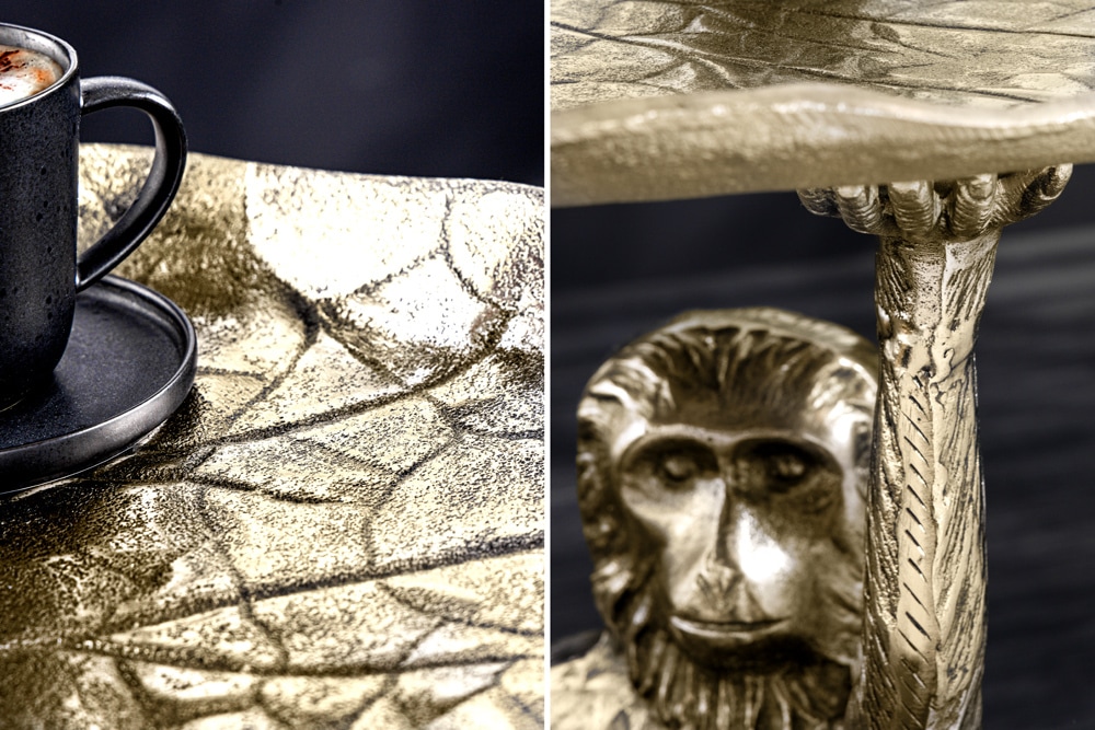 Design Beistelltisch WILDLIFE MONKEY 60cm gold antik Metall handmade