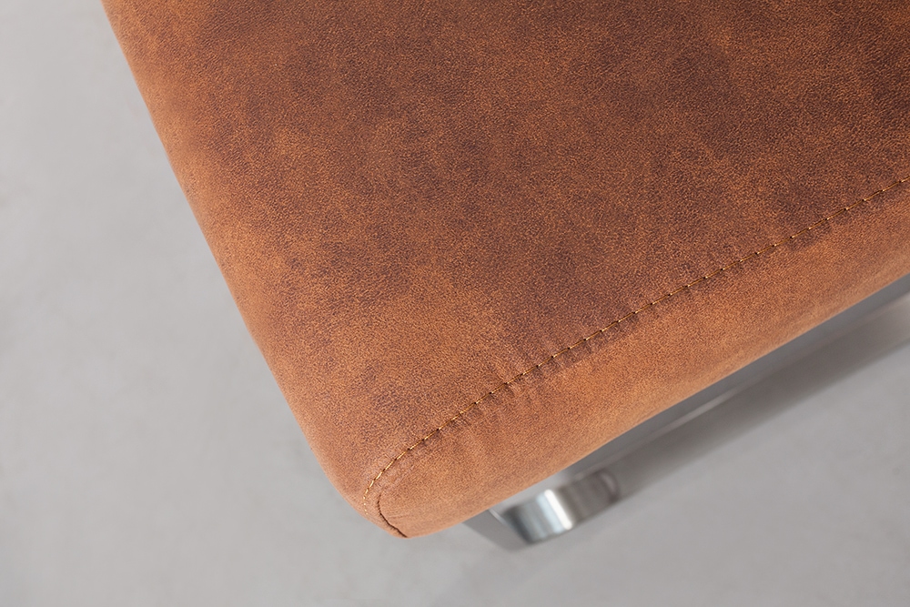 Design Freischwinger Stuhl COMFORT hellbraun mit Edelstahl-Gestell