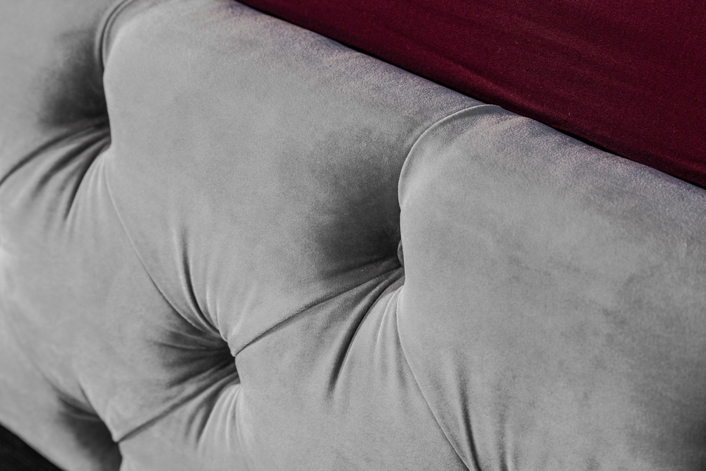 Design Doppelbett PARIS 180x200cm silber grau Samt Chesterfield