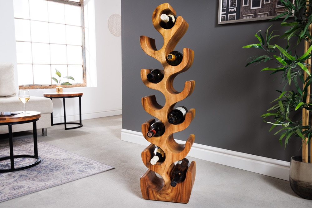 Skulpturales Weinregal ARTE 100cm natur Suarholz handmade in Bali Flaschenhalter » Jetzt kaufen