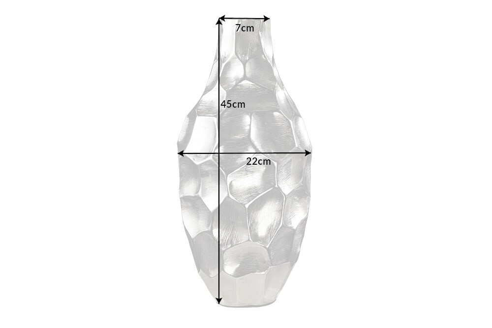 Elegante Vase ORGANIC ORIENT 45cm silber Hammerschlag Design