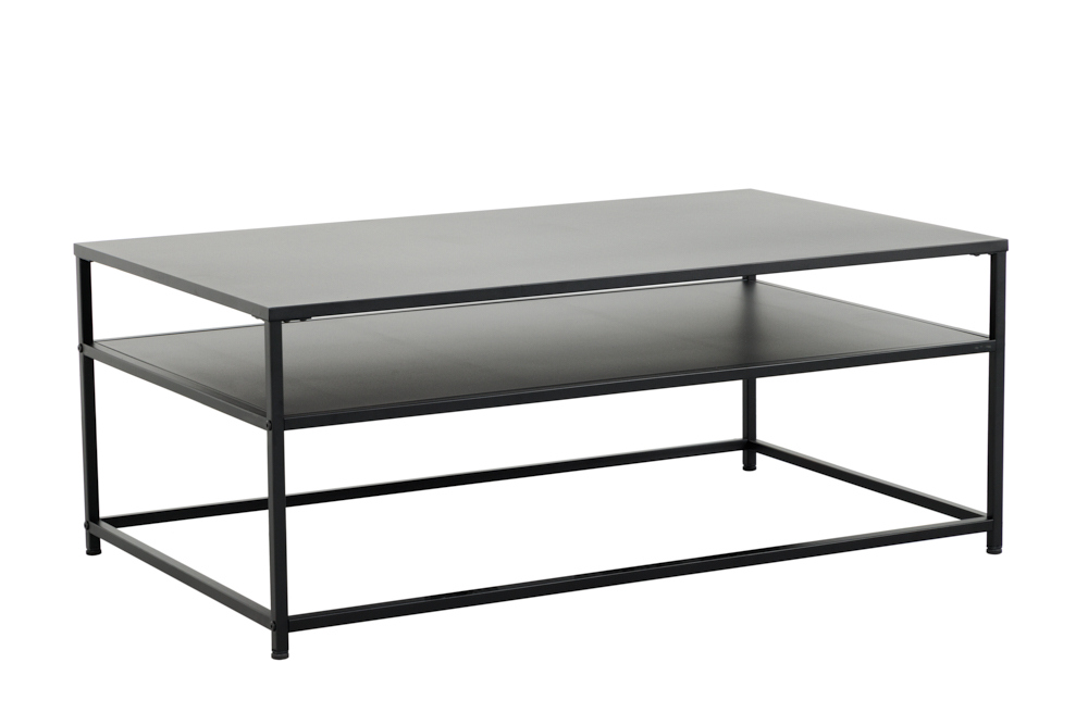 Moderner Couchtisch DURA STEEL 100cm schwarz Metall mit Ablagefach