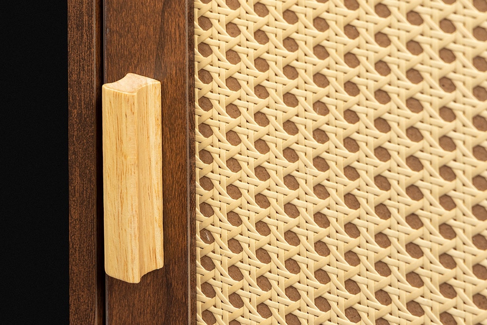 Design Nachttisch VIENNA 60cm braun Wiener Geflecht Beistelltisch mit Stauraum