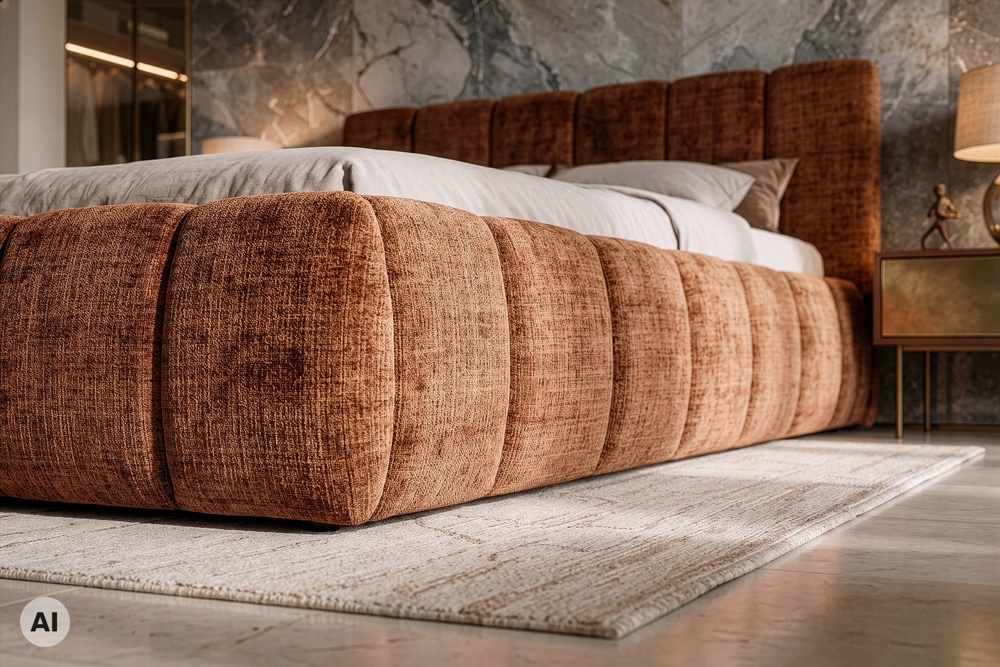 Design Boxbett ADLON 180x200cm rostbraun Chenille Cremona mit Stauraum und Lattenrost