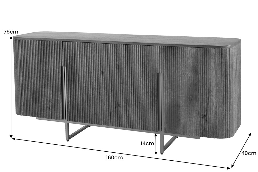 Design Sideboard GATSBY 160cm braun mattgold Mangoholz Retro