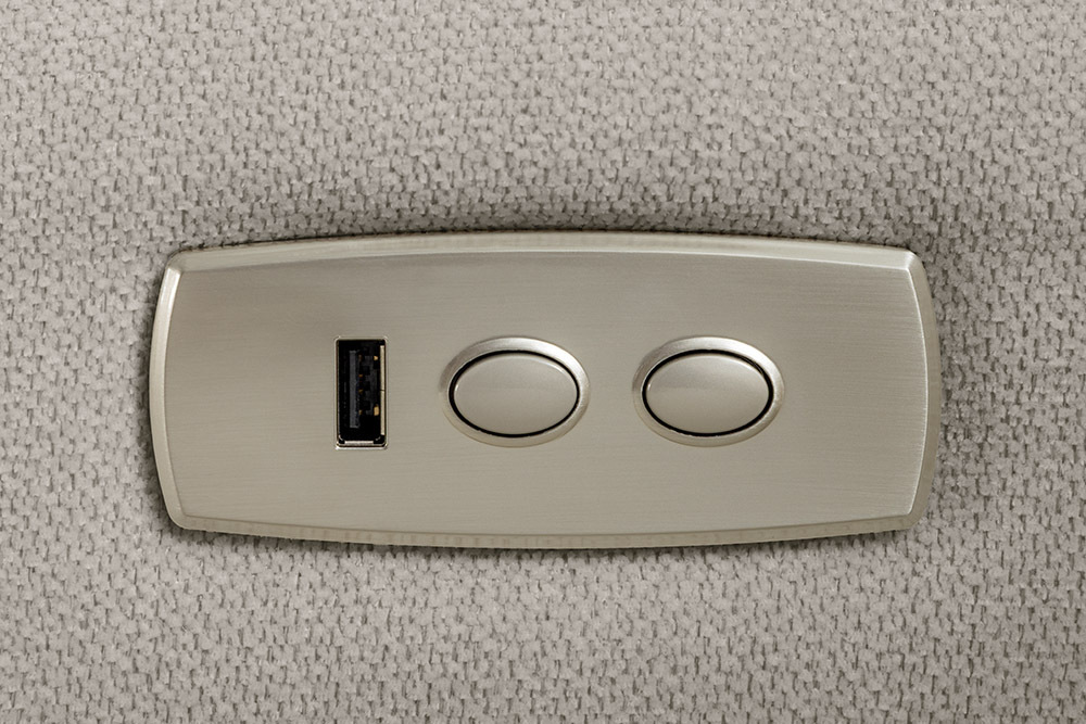 Elektrischer Kinosessel PRIORITY greige inkl. Kissen 360° drehbar mit USB-Anschluss