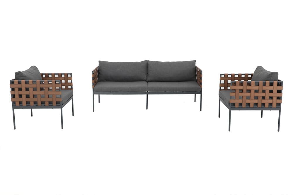 In- und Outdoor Lounge-Sessel UNIQUE 70cm schwarz braun grau Aluminium inkl. Kissen