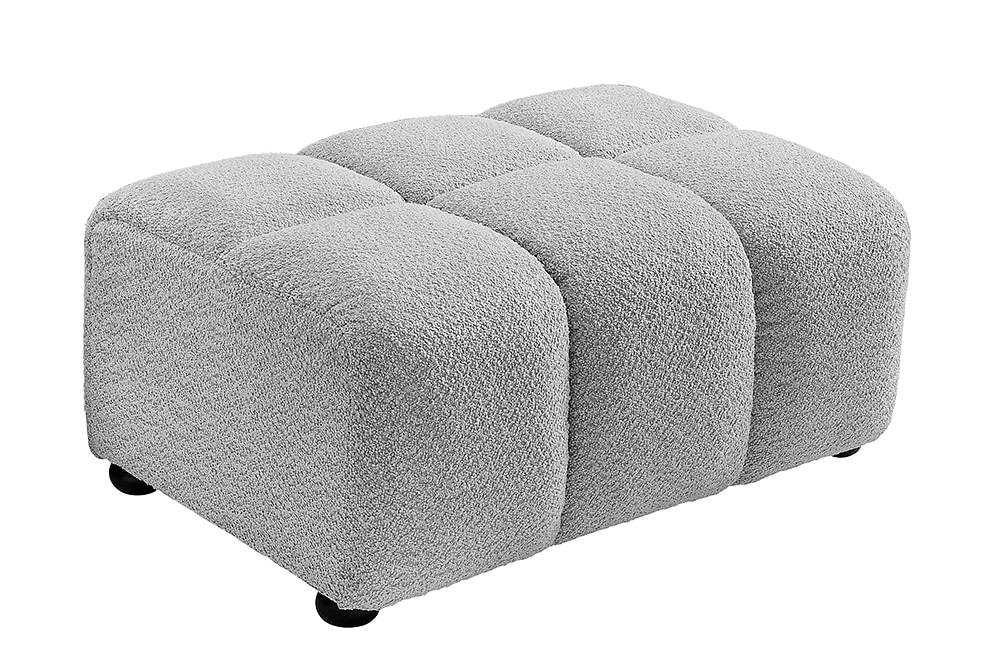 Moderner Hocker CLOUD 100cm grau Bouclé Federkern Fußhocker Sitzhocker