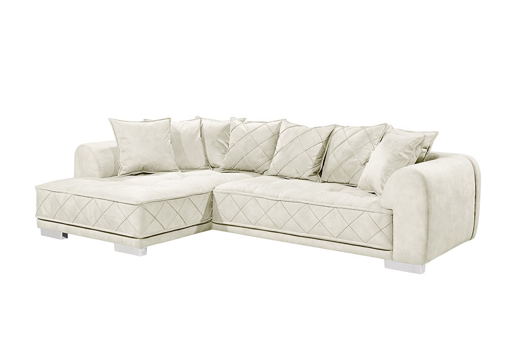 Modernes XXL Ecksofa DECADENCIA 320cm beige Samt Bigsofa inkl. Kissen