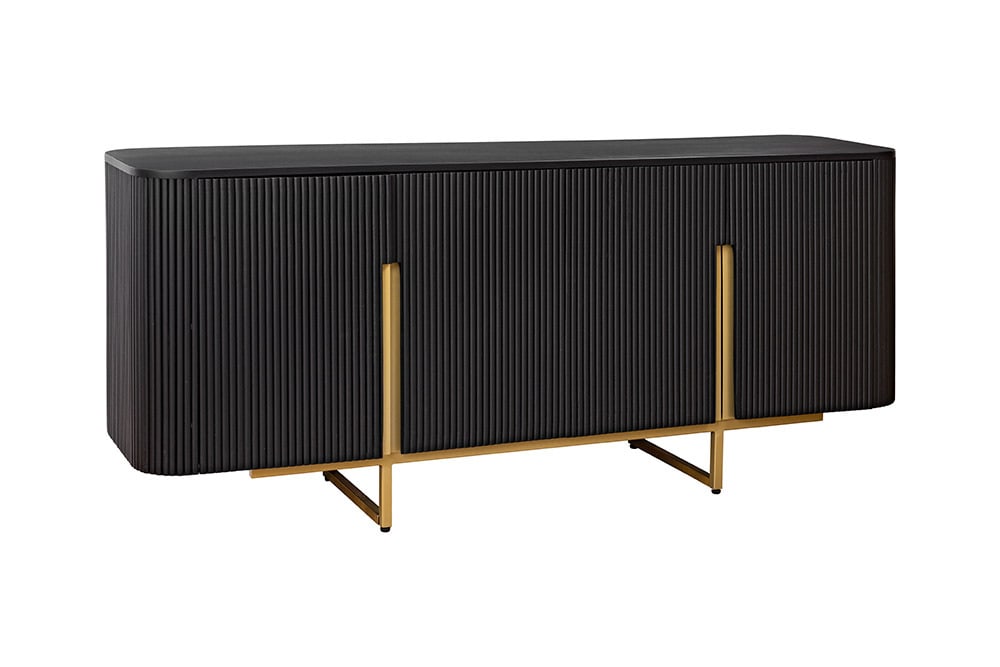 Massives Sideboard GATSBY 160cm schwarz gold Mangoholz Retro handmade