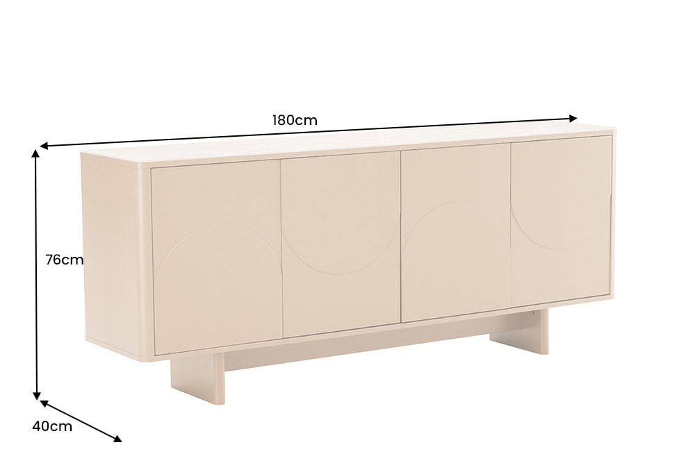 Design Sideboard SAVOY 180cm grau beige greige Travertin Keramik Stauraum 3D-Front