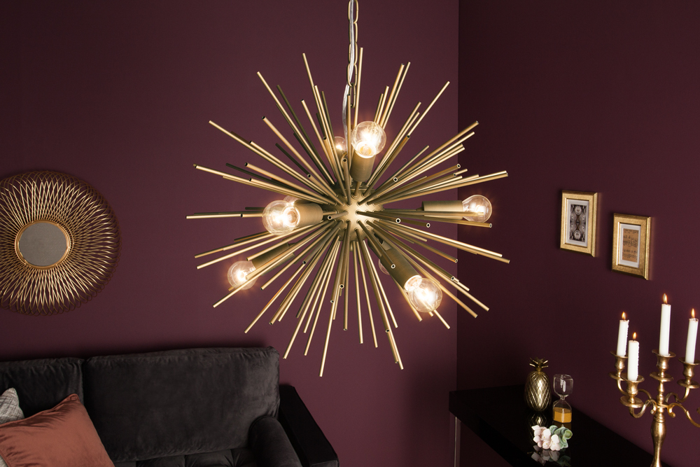 Elegante Hängeleuchte SUNLIGHT 50cm matt gold Hängelampe Elegante Hängeleuchte SUNLIGHT 50cm matt gold Hängelampe