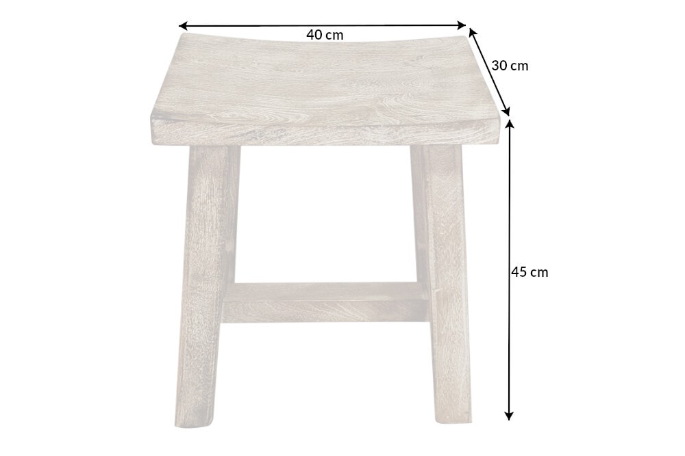 Massiver Hocker FINCA 45cm beige Mangoholz Handarbeit Boho Shabby Chic