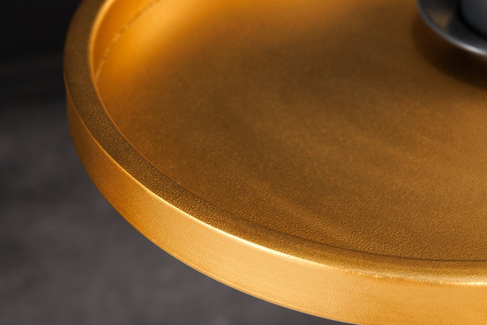 Runder Beistelltisch TRAYFUL 60cm gold Eisen weiß Marmorfuß handmade