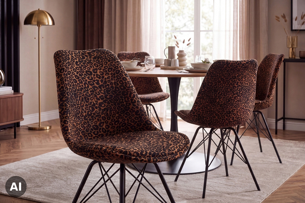 Design Stuhl SCANDINAVIA MEISTERSTÜCK braun schwarz Chenille schwarz Metallgestell