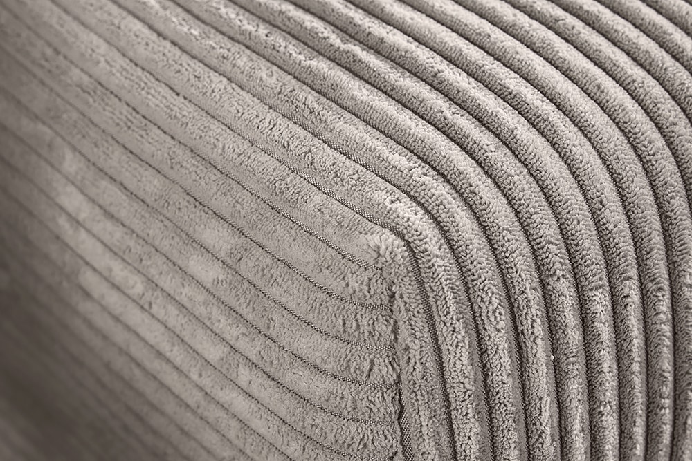 Modernes Ecksofa KENT 220cm greige Cord inkl. Hocker Federkern L-Form Wohnlandschaft