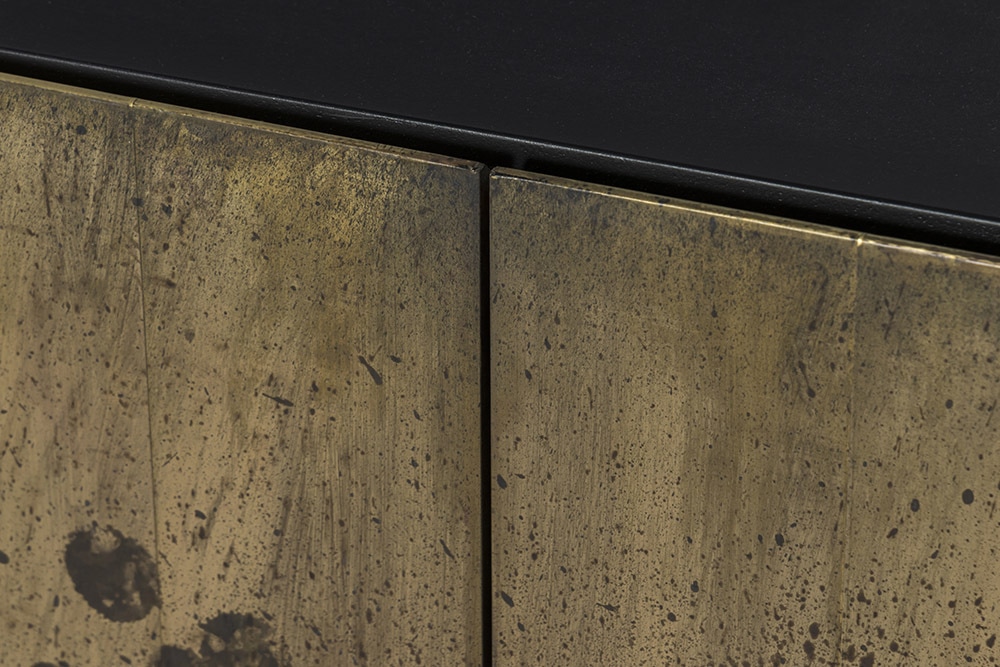 Exklusives Sideboard OXID 180cm schwarz gold massives Mangoholz Metall Soft Close