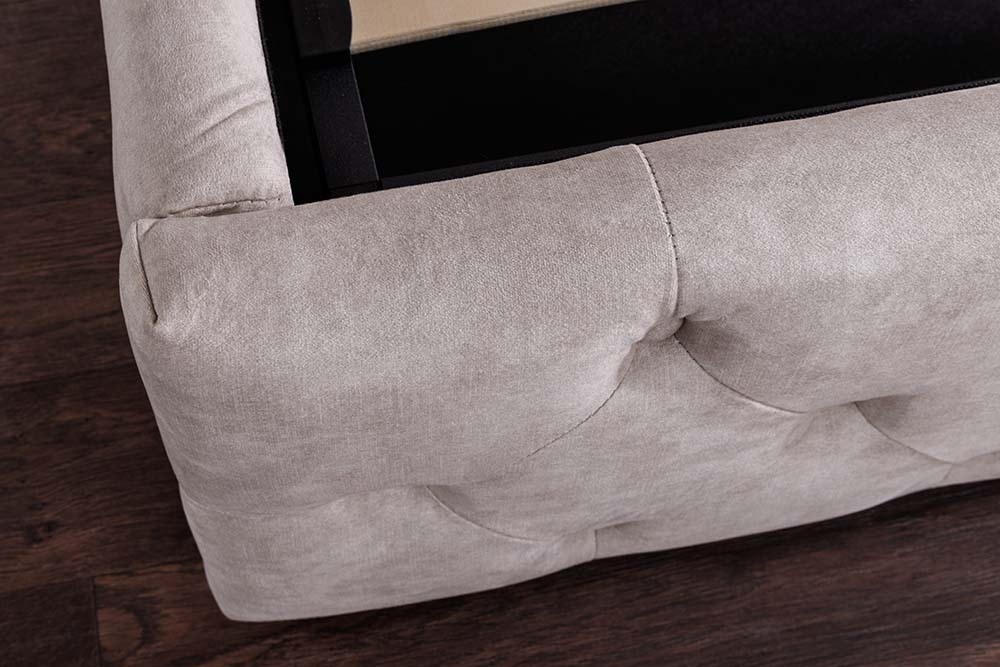 Design Boxbett PARIS 160x200cm champagner beige Samt mit Stauraum und Lattenrost
