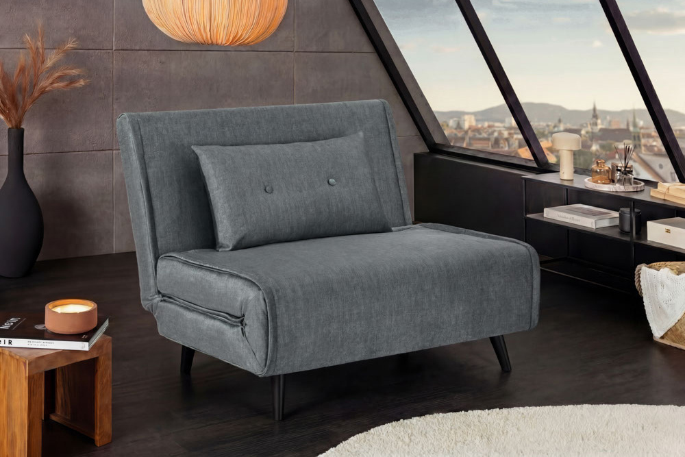 Schlafsessel SMART MULTIFUNCTION 100cm grau Vogue Seiden Samtstoff