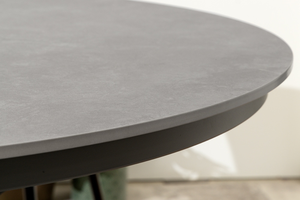 Runder In- und Outdoor Esstisch GALAXY 120cm graphit Keramik anthrazit Aluminium Gartentisch