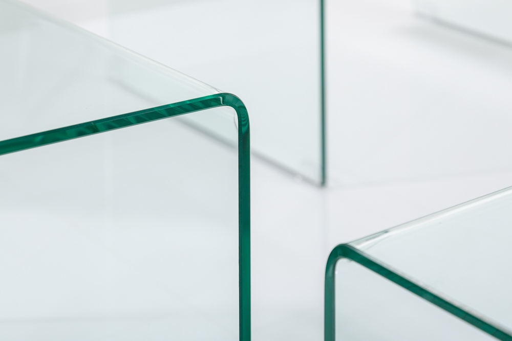 Design 3er Set Glas Couchtisch FANTOME 60cm Beistelltische transparent