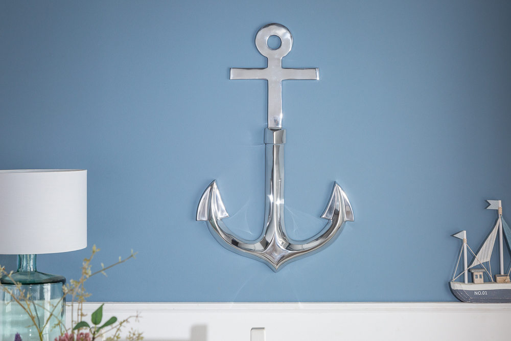 Maritime Wanddekoration SEVEN SEAS 70cm silber 3D Anker Maritime Wanddekoration SEVEN SEAS 70cm silber 3D Anker