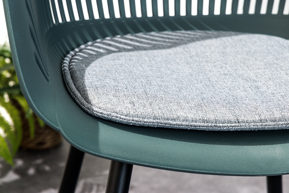 Moderner Stuhl SIGNUM salbei schwarz Kunststoff Gartenstuhl Indoor Outdoor mit Armlehnen