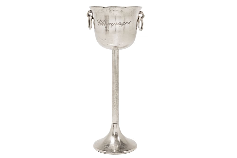 Dekorativer Sektkühler CHAMPAGNE 80cm antik silber handmade Metall Flaschenkühler