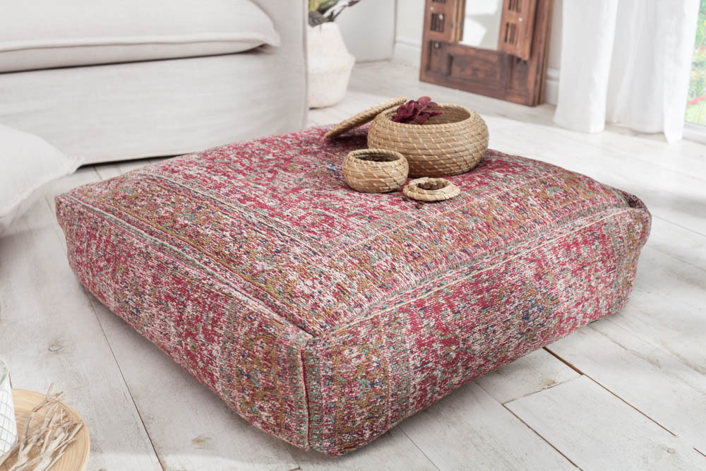 Orientalisches Bodenkissen XL OLD MARRAKESCH 70cm rot florales Muster Sitzpouf
