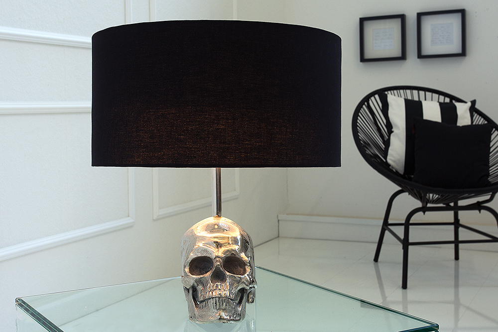 Extravagante Tischlampe SKULL 44cm schwarz Totenkopf Tischleuchte