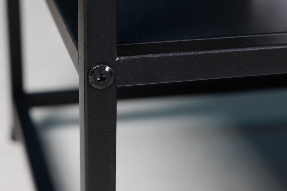 Moderner Beistelltisch DURA STEEL 50cm schwarz Metall mit Ablagefach