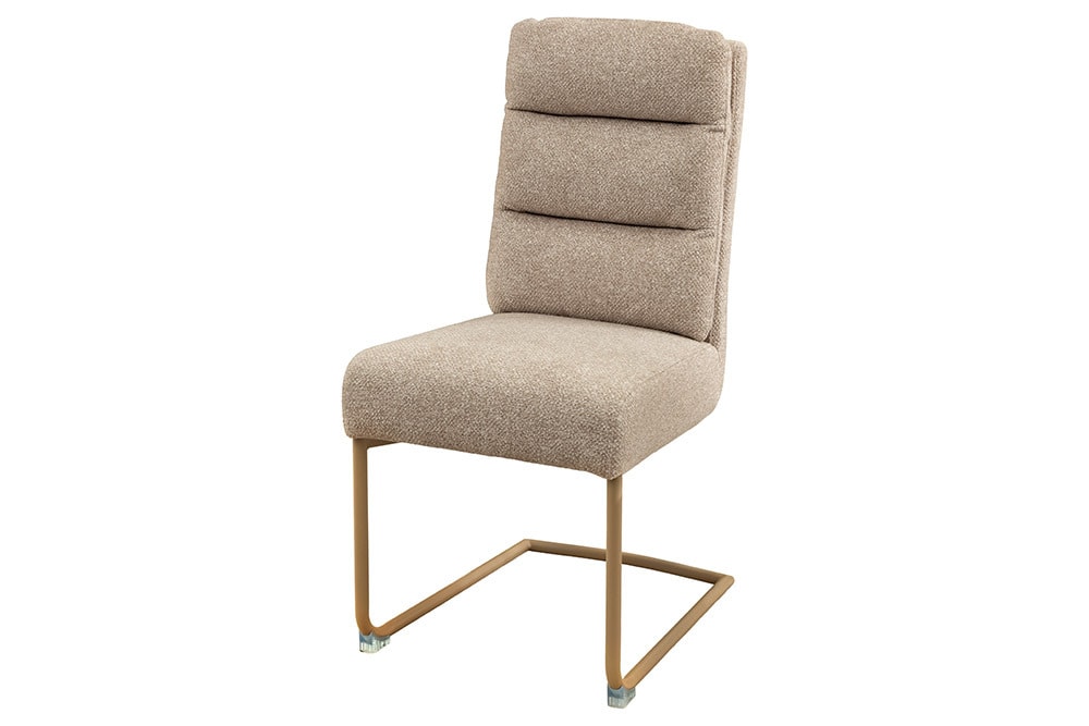 Design Freischwinger Stuhl COMFORT beige Strukturstoff mit Metallgestell