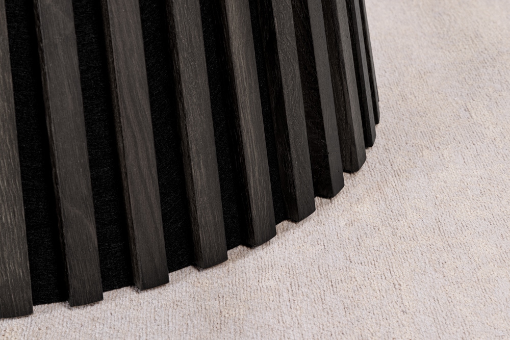 Runder Esstisch VALHALLA WOOD 140cm schwarz Eichenholz Säulenfuß