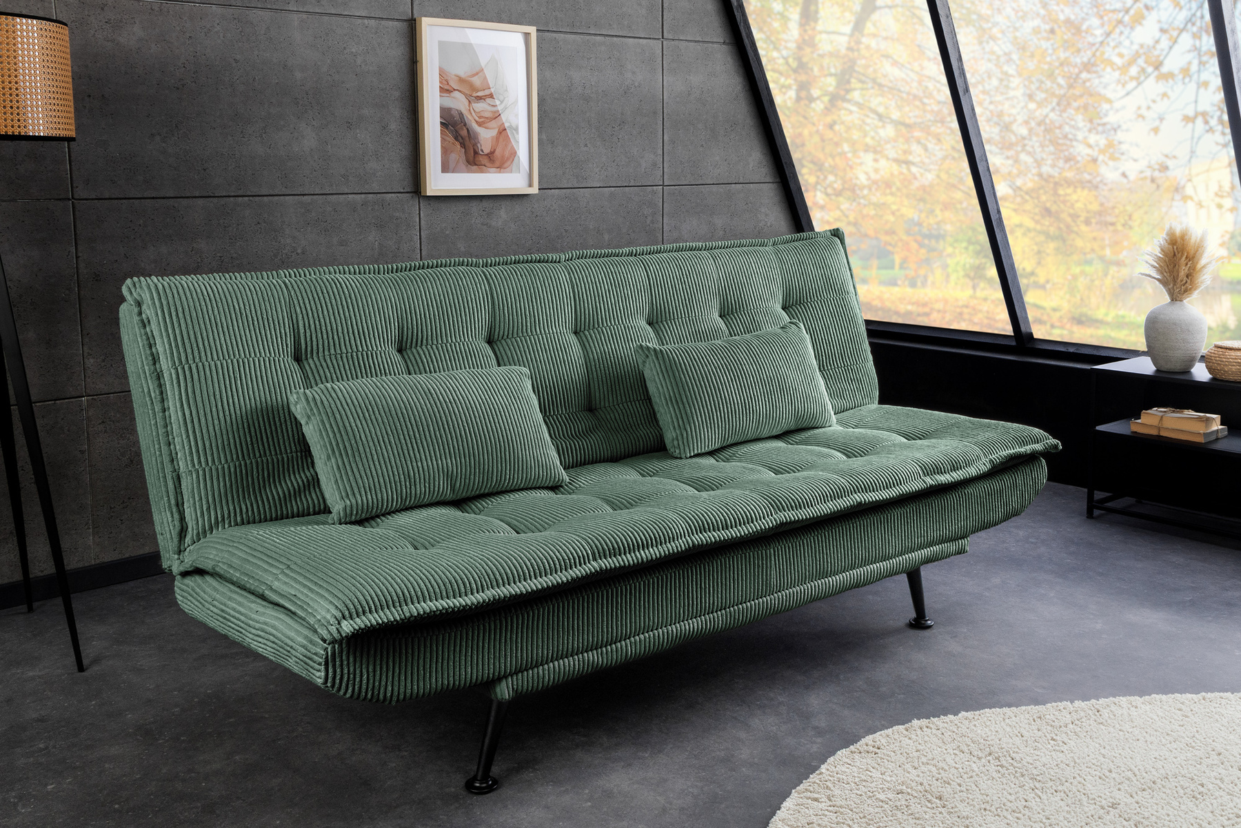 Modernes Schlafsofa JAZZ 190cm grün Cord 3-Sitzer Couch