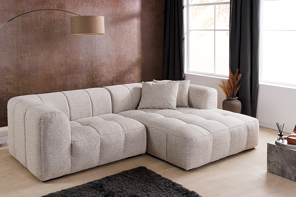 Modernes Ecksofa ZERO GRAVITY 240cm graphit beige Strukturstoff 3-Sitzer Couch