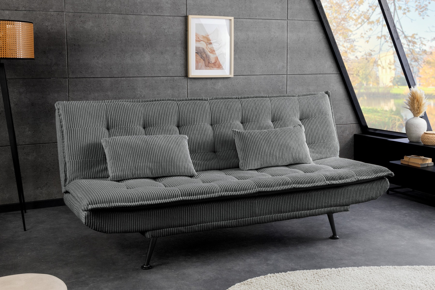 Modernes Schlafsofa JAZZ 190cm grau Cord 3-Sitzer Couch