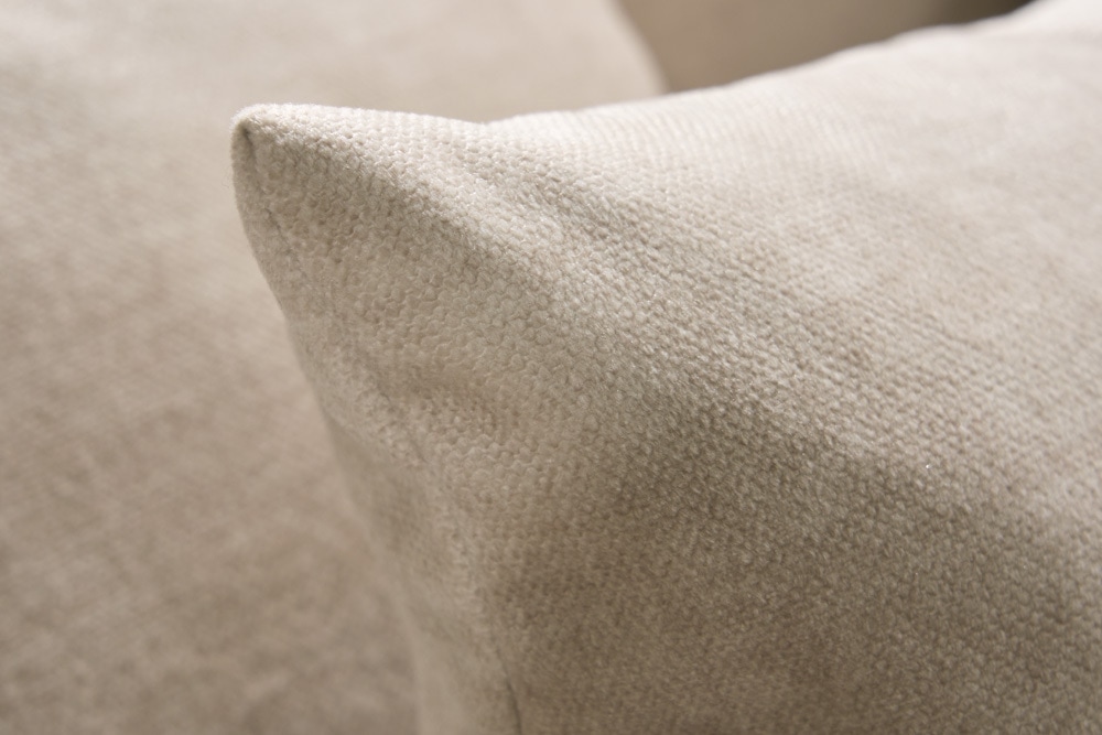 XXL Wohnlandschaft KENT 305cm champagner beige Vogue Velours Samt Federkern mit Hocker