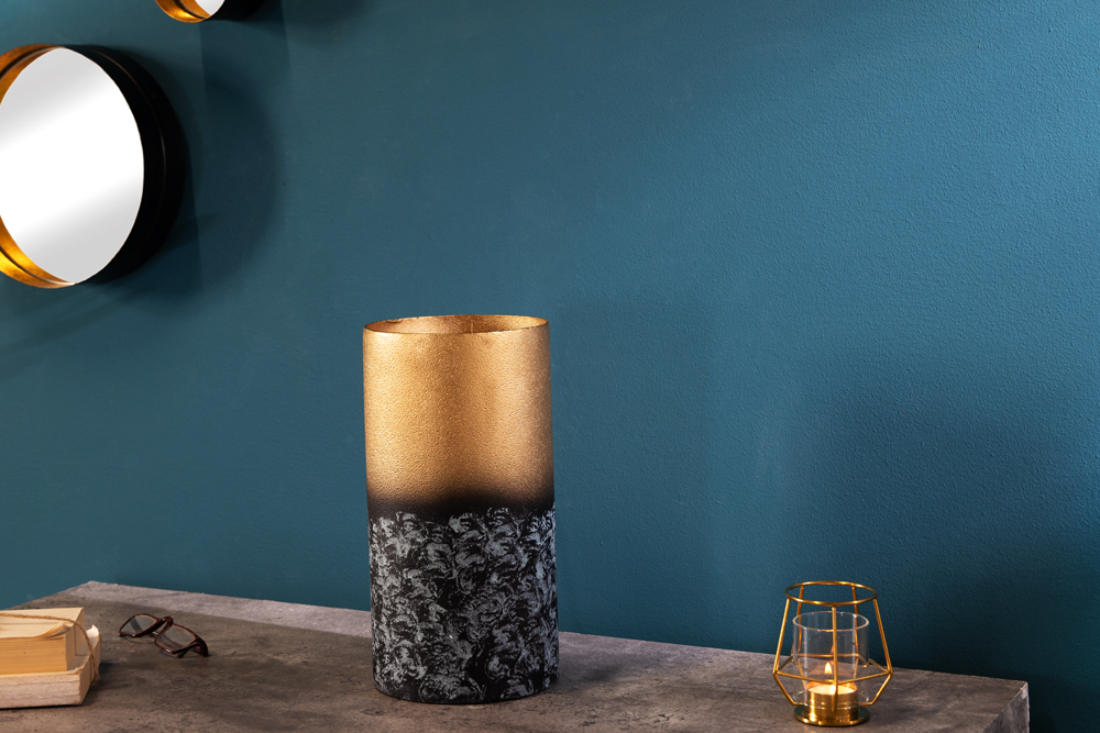 Dekorative Vase ABSTRACT 30cm gold Metall Patina handmade