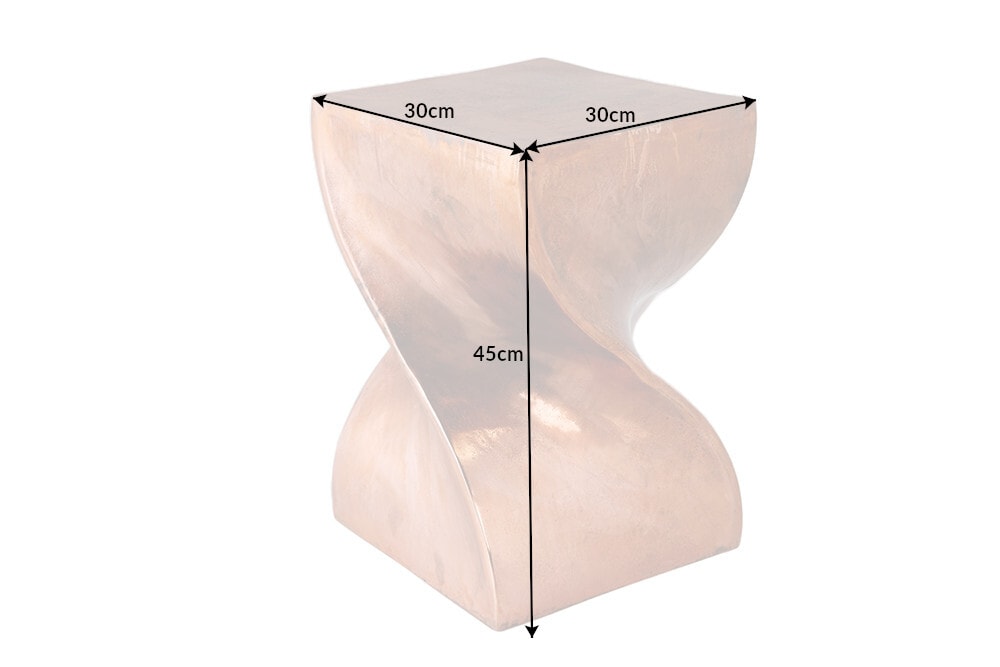 Skulp­tu­raler Beistelltisch TWIST 45cm kupfer geflammt Metall handmade Nachttisch