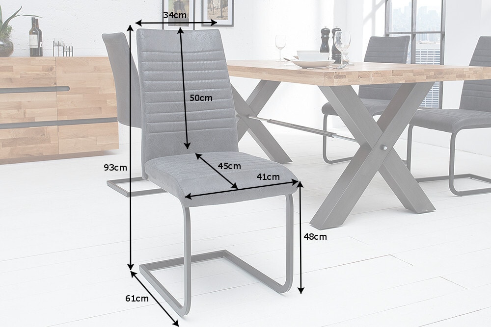 Industrial Freischwinger Stuhl APARTMENT antik grau mit Metallgestell
